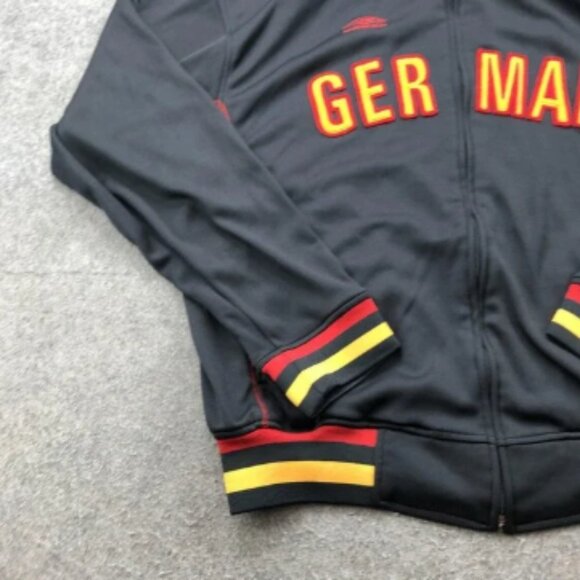Germany Jacket Mens XL Black Red Yellow Track Top Soccer Polyester Umbro Euro - Picture 2 of 10